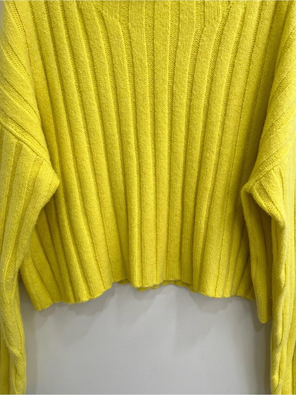 Anthropologie Maeve electric yellow funnel neck sweater mini skirt set wool yak - Picture 6 of 14